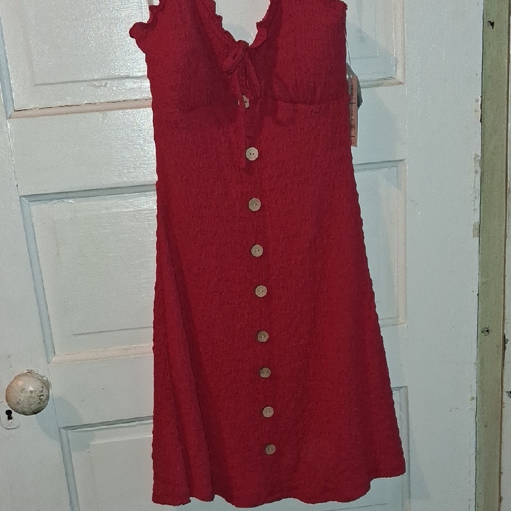 Elegant Red Button-Down Dress